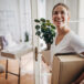 Woman arriving in new apartment